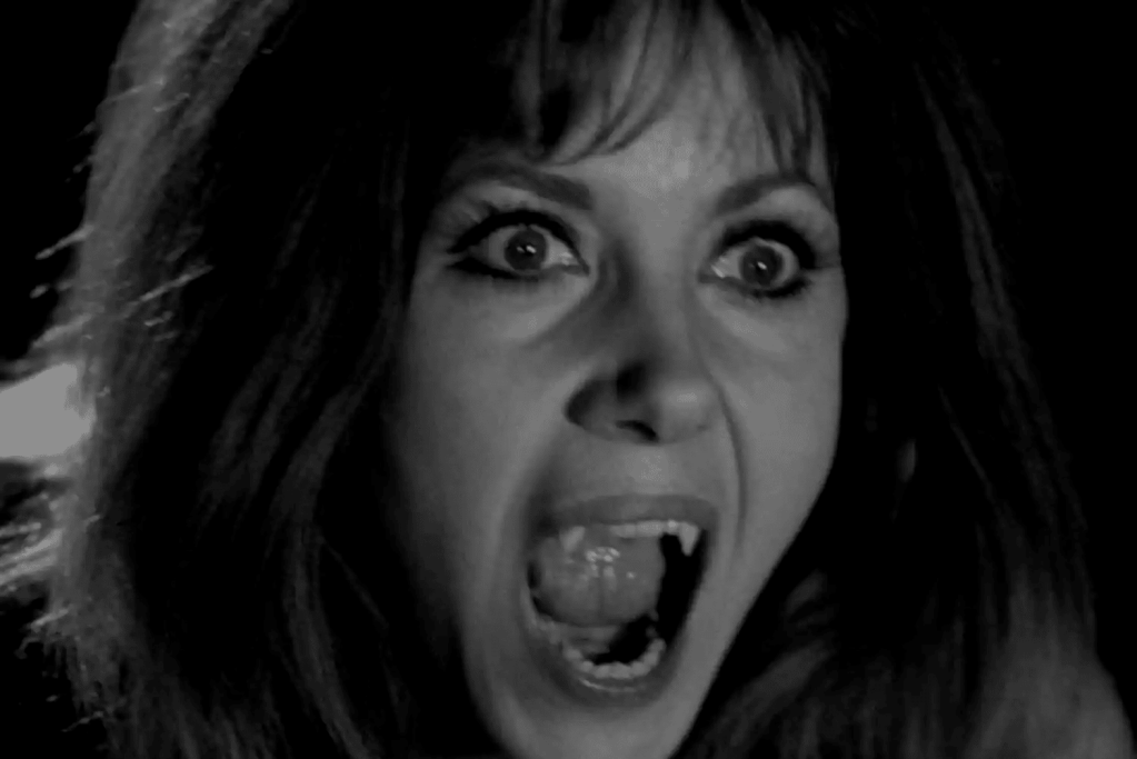 Ingrid Pitt baring her fangs in The Vampire Lovers